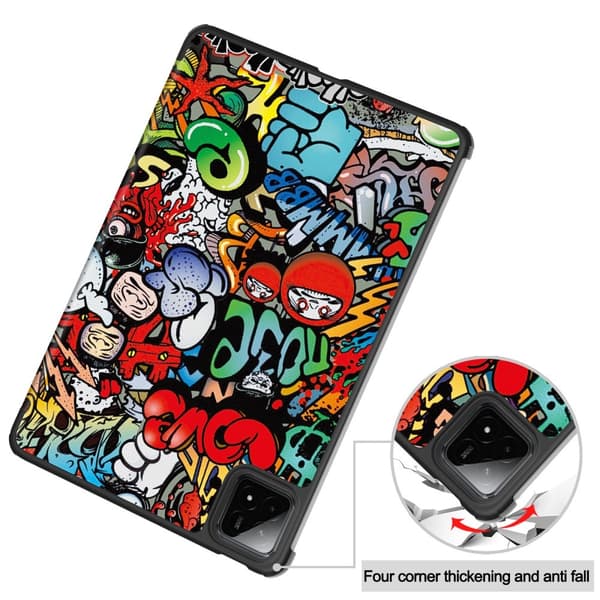 Slank Passform Dekselveske For Xiaomi Pad 7 Auto Vekking / Hvile - Graffiti Red