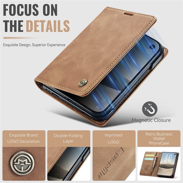 CASEME Telefonlommebokdeksel til iPhone Duo Brown