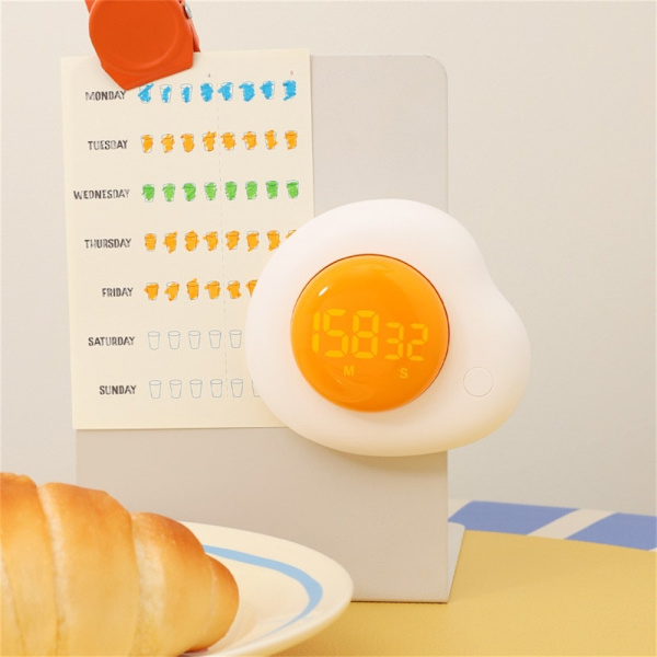 Ägg Magnetisk Timer Kökstimer med framåt-/bakåtlägen matlagning studier arbete Vit