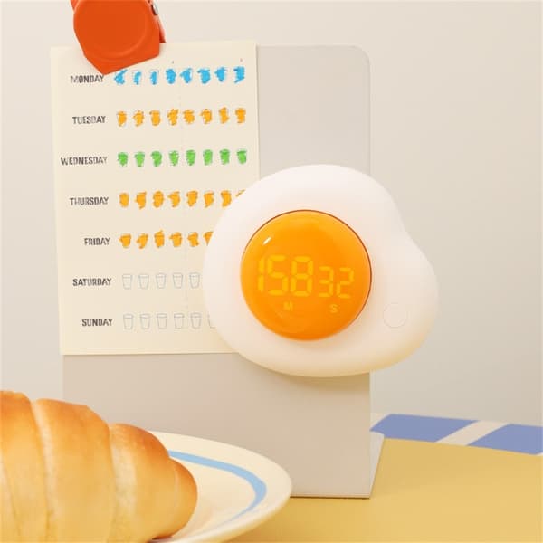 Magnetisk egg Timer kjøkkentimer med forover/bakover-modus matlaging studie arbeid White