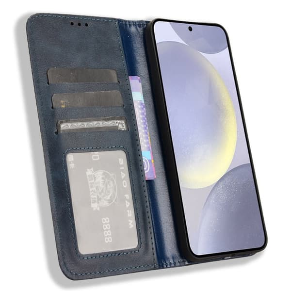 Lommebok Stativ Flip Telefonveske for Samsung Galaxy S24 Plus - Blå Blue