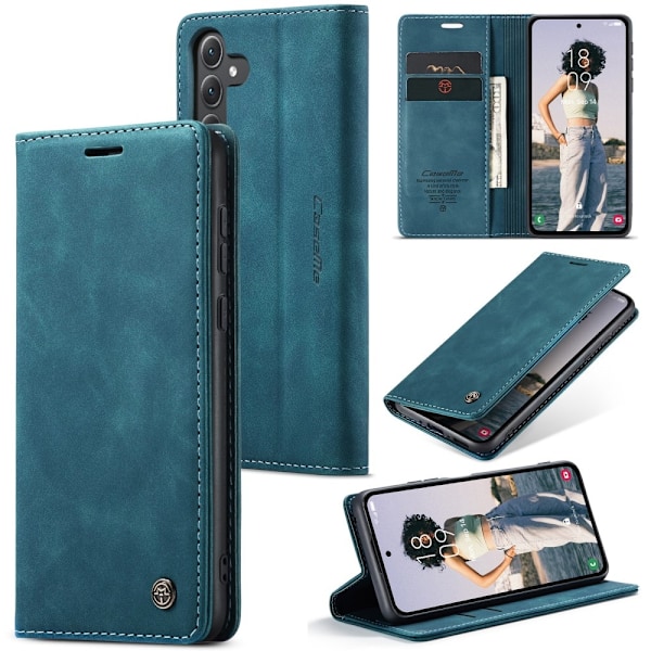 CASEME Retro Lompakkokotelo Samsung Galaxy A35 Blue