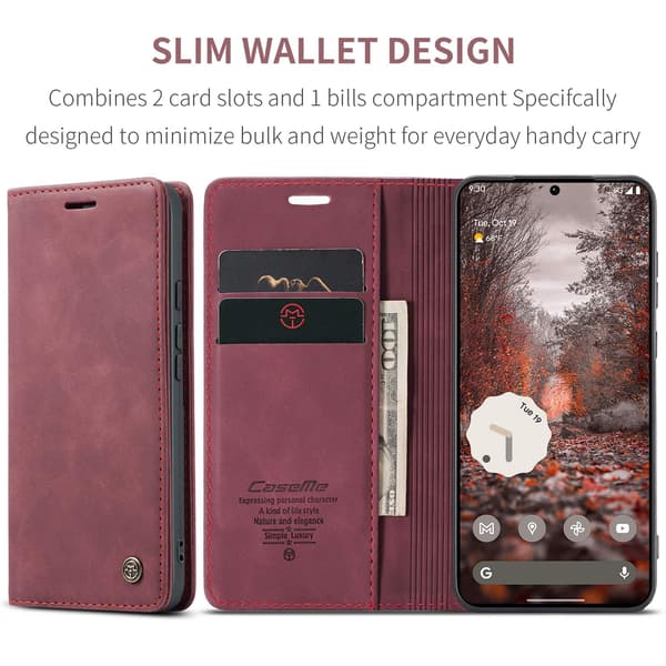 CASEME Plånboksfodral med stöd till Google Pixel 11 Pro och Google Pixel 11 Brun