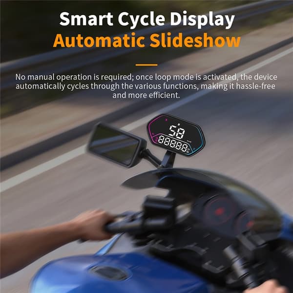 GPS-hastighedsmåler til bil og motorcykel – IP68-vandtæt og HUD (Head-Up Display) Black