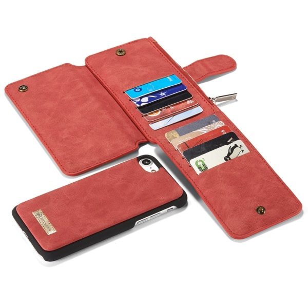 CASEME iPhone 8/7 / SE Retro Læder Pung Taske - Rød Red