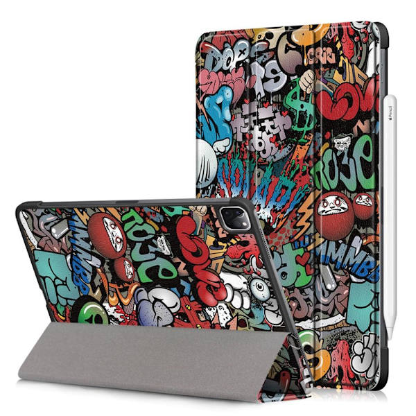 Apple iPad Pro 11 (2020) Slim fit tri-fold fodral - Graffiti Svart