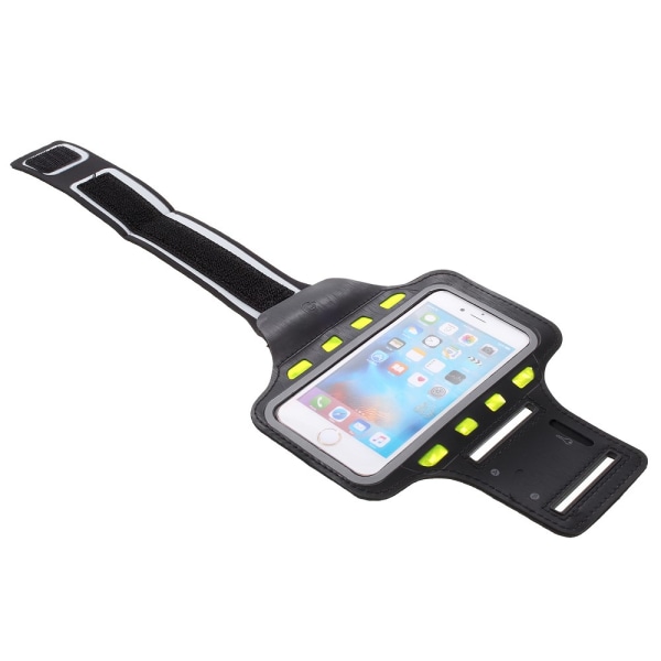 Urheiluranneke iPhone 6 Plus -puhelimelle LED-lampulla - MUSTA Black