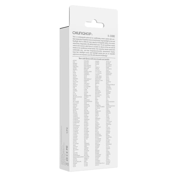 Fjärrkontroll CHUNGHOP K-3308E Universal Ersättning luftkonditionering AC Vit