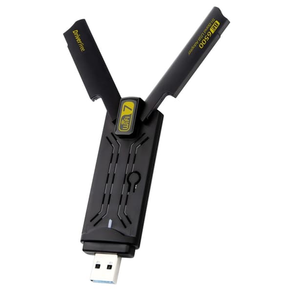 BE6500 Driver Free 6500M Tri Band WiFi 7 USB 3.0 Trådlöst Nätverkskort Adapter Svart