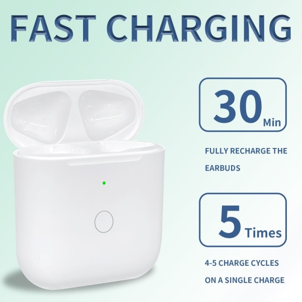 För AirPods 1/2 Ersättningsladdningsfodral Inbyggt 550mAh Batter Vit