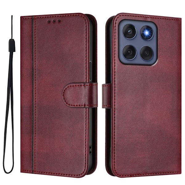 Til Motorola Edge 60 5G / 60 Fusion 5G Etui Pung Stand Retrostruktur Red
