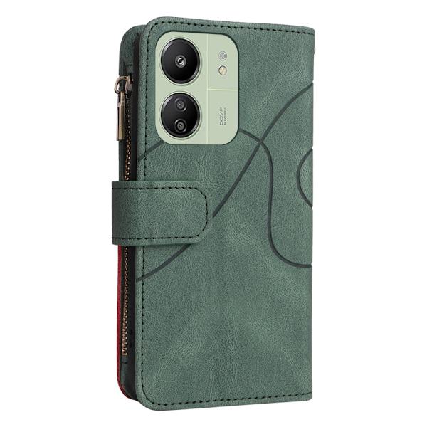 KT Wallet Case til Xiaomi Redmi 13C - Grøn - Rød Green