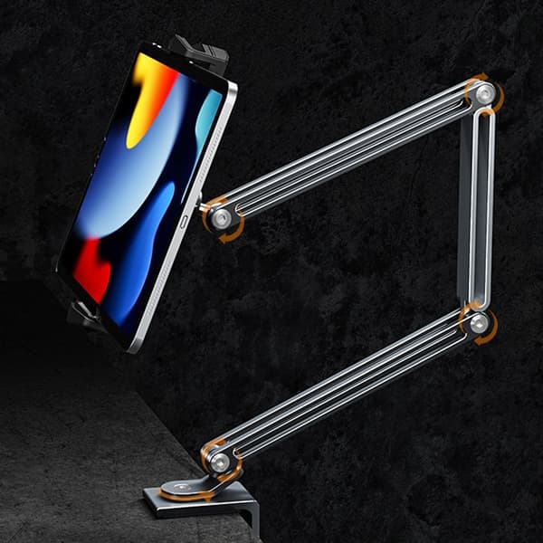 BONERUY Holder Justerbar Arm Mobiltelefon Tablet Stand Lazy Bracket - Sølv Silver