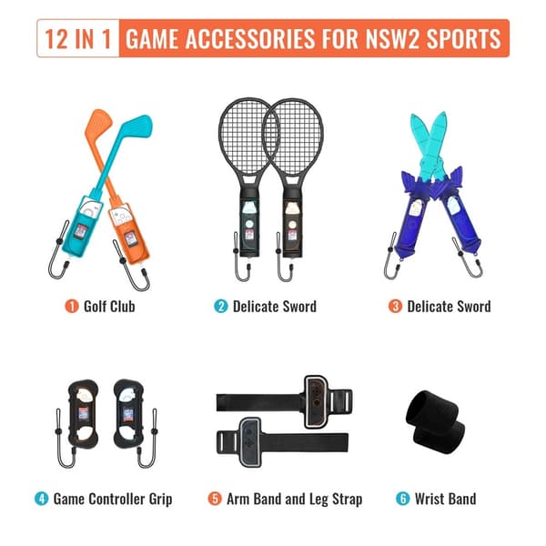 JYS-NS2277 Kompatibel med Nintendo Switch 2 Sportspelstillbehör 12 i 1 multifärg