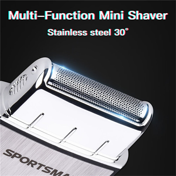 SPORTSMAN 2 i 1 mini Sladdlös Rakapparat USB Uppladdningsbar Elektrisk Trimmer Svart