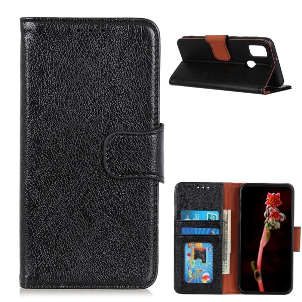 Nappa Texture Split Wallet Stand Cover til OnePlus Nord N10 - Bl Black