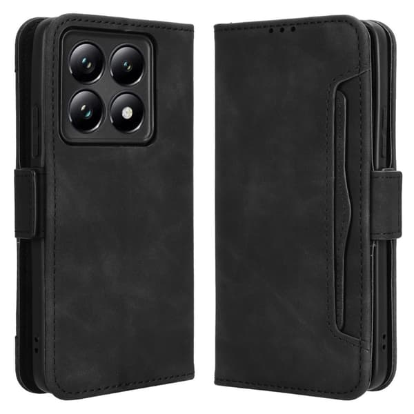 Til Xiaomi 14T Pro Multiple Card Slots Pung etui Beskyttende Black