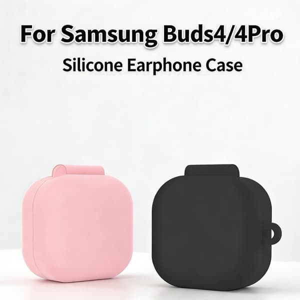 Til Samsung Galaxy Buds4 / Buds4 Pro beskyttelsesdeksel silikon karabinkrok Black