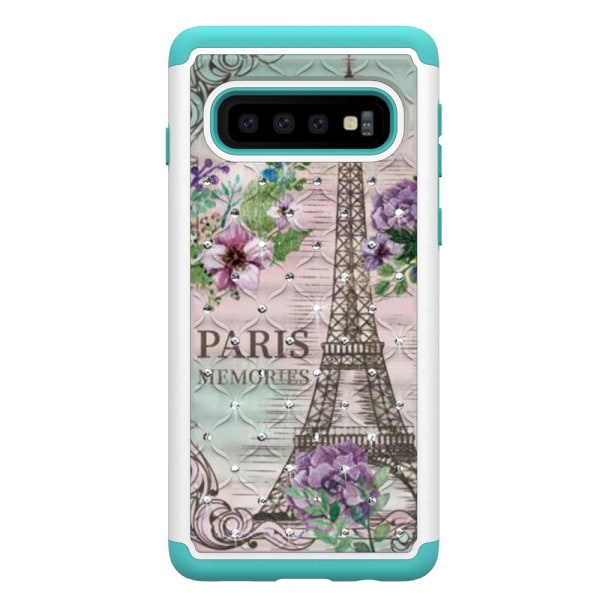 Samsung Galaxy S10 TPU-Skal Armor Extra Tåligt - Eiffel Tower and Flower Svart