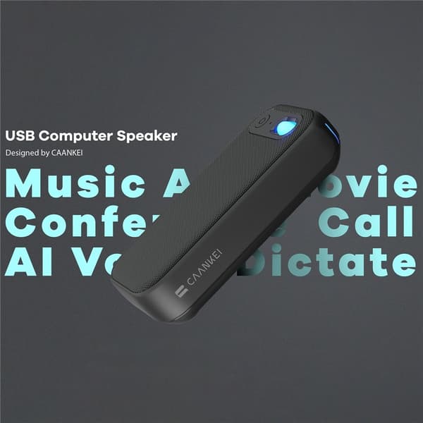 Konferansehøyttaler RGB-lys USB-C kablet datamaskinhøyttaler med mikrofon Black