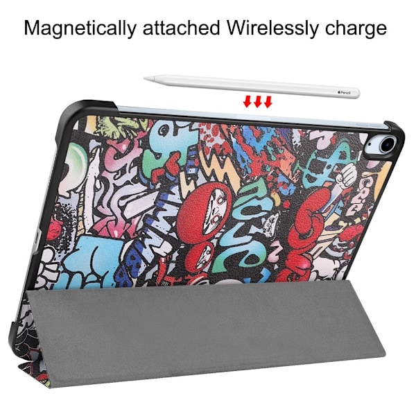 Til iPad Air 11 (2024) Etui Tre-fold Stativ Tablet Cover - Graffiti Multicolor