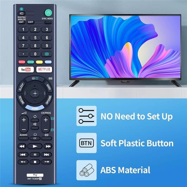Fjernkontrollerstatning for RMT-TX300P For Sony TV Black