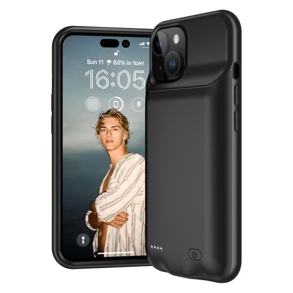 Ladattava akkukotelo iPhone 15 Plus 8500 mAh:lle Black