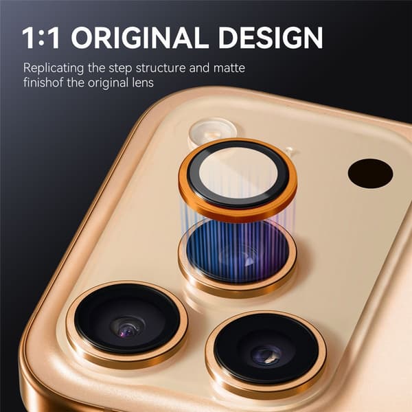 NORTHJO För iPhone 17 Pro Max / iPhone 17 Pro Kameralinsskydd Härdat Glas Metallring - Orange Orange