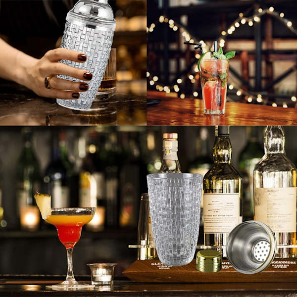 385 ml Cocktail Shaker i vevd glass + lokk i rustfritt stål Transparent
