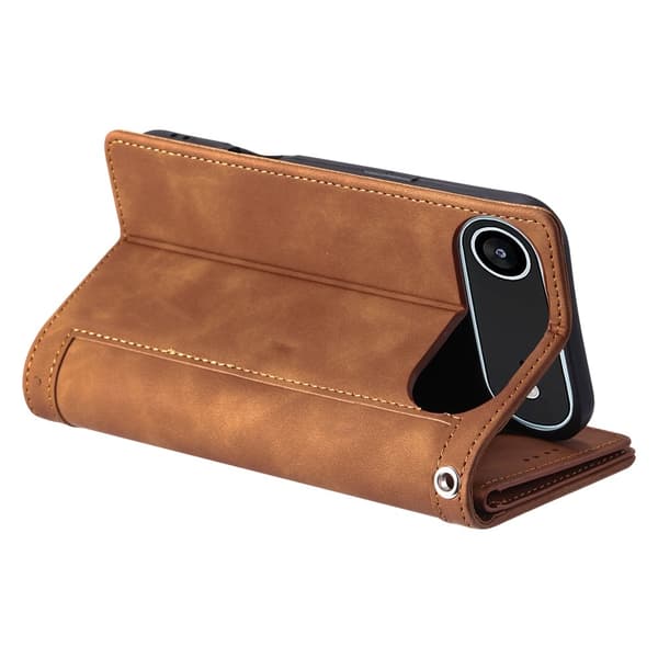 Til iPhone Air Etui med Lynlåslomme og 9 Kortlommer Brown