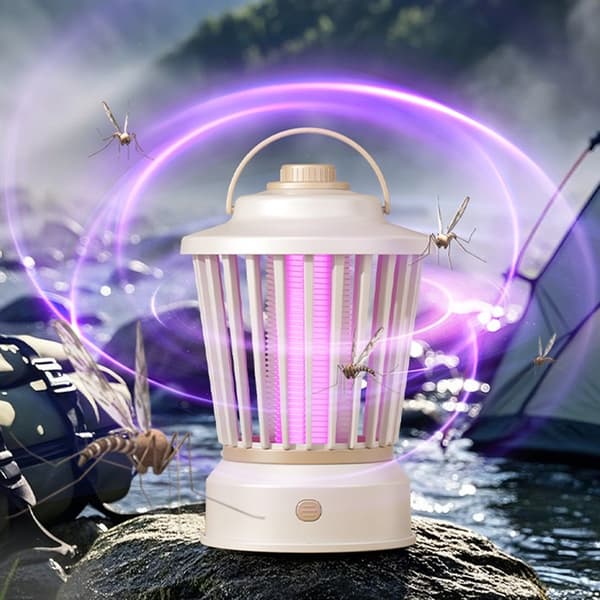 Bärbar mygglampa Uppladdningsbar Insektsfälla Mosquito Killer Bug Zapper 3000V grå