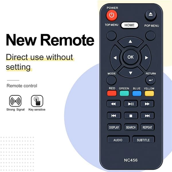 Fjärrkontroll Ersättning för NC456 För Sanyo DVD Spelare Svart