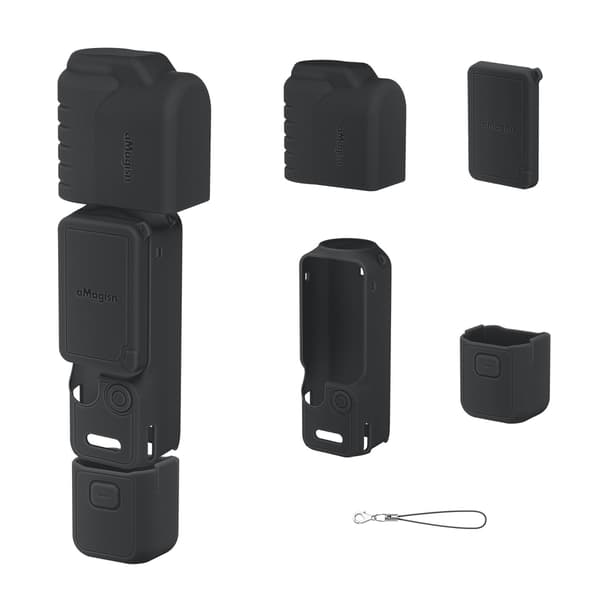 Etui til DJI Osmo Pocket 4 beskyttelsesetui full kroppsbeskyttelse støtsikkert silikonetui Black