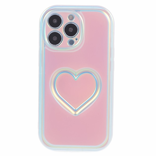 iPhone 15 Pro -kotelolle Shell TPU 3D Heart Shape - monivärinen Multicolor