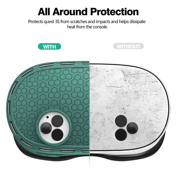 Til Meta Quest 3S beskyttende etui VR Headset Silikone Cover Green