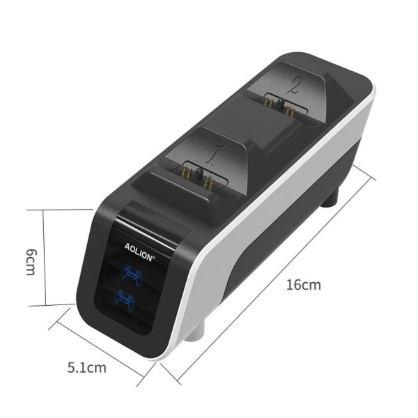 Til PS5-spilcontrolleropladerbase Dobbelt gamepad-hurtigopladningsdock Black