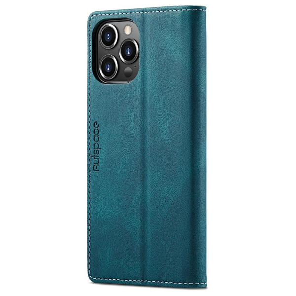 AUTSPACE A01 Retro Wallet Case for iPhone 13 Pro - Blue Blue