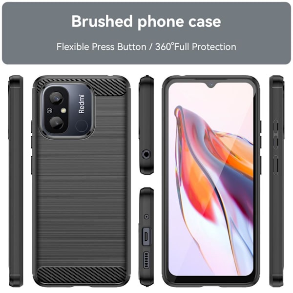 Carbon Fiber Texture TPU Cover for För Xiaomi Redmi 12C Black