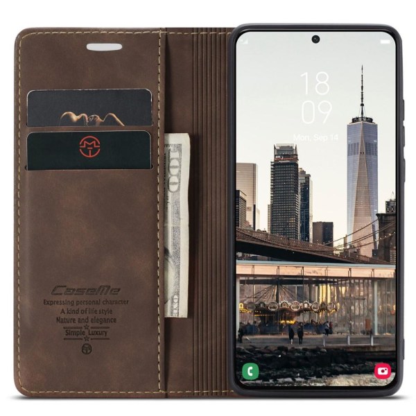 CASEME Retro tegnebog taske til Samsung Galaxy S22 - Kaffe Dark brown