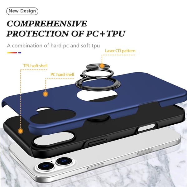 For iPhone 17 Hybrid-deksel med Fingerring Blue