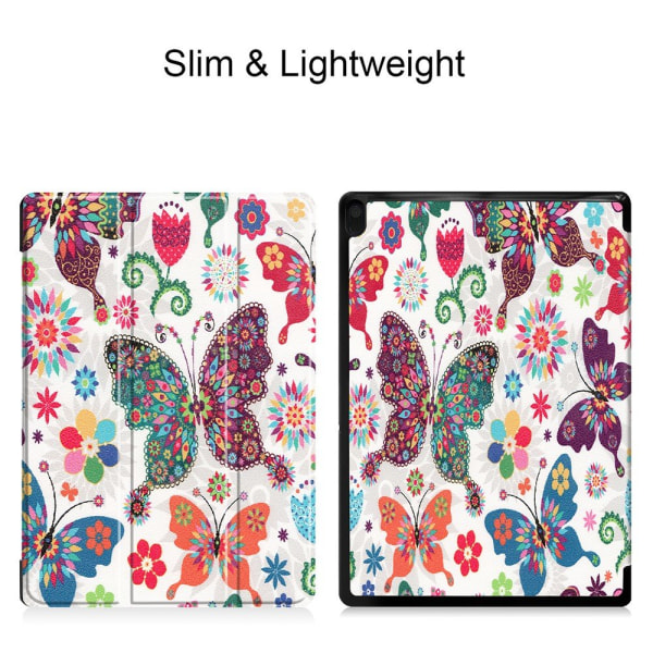 Mønsterudskrivning Tri-fold Stand Cover Lenovo Tab E10 - Butterfly Multicolor