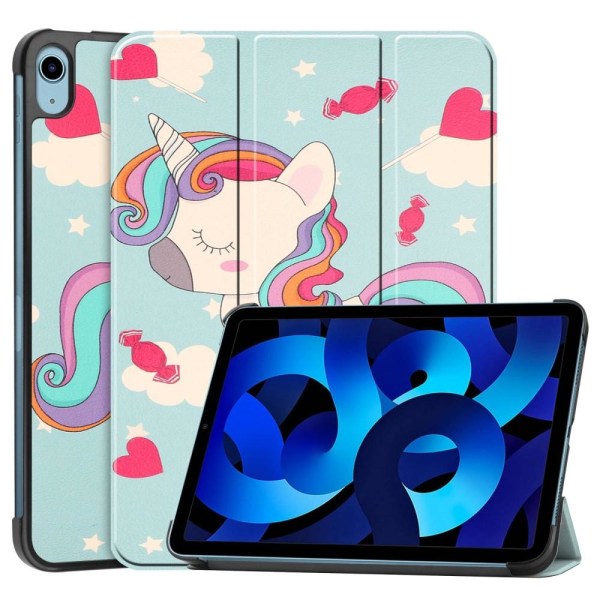 Trifoldet stativetui til iPad 10.9 (2022) Tabletcover - Enhjørning Multicolor