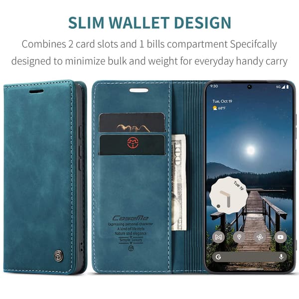 CASEME Telefonlommebokdeksel med stativ til Google Pixel 11 Pro og Google Pixel 11 Blue
