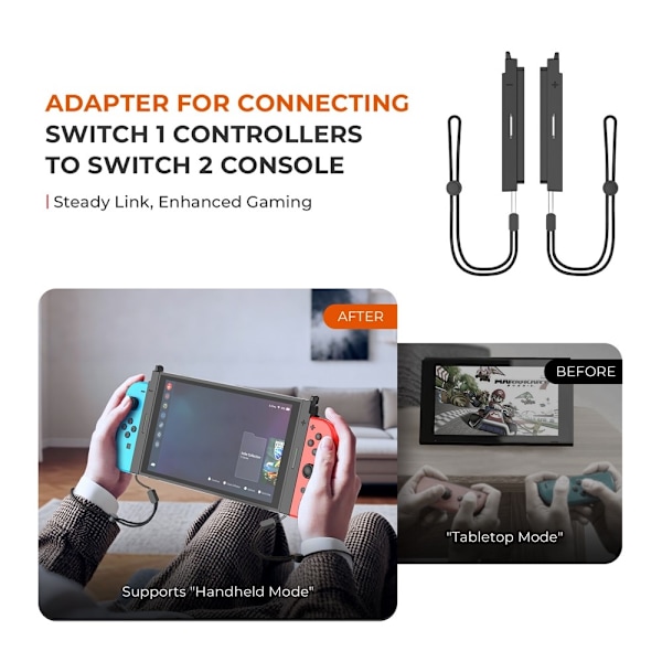 Joy-Con-adapter kompatibel med Nintendo Switch 1 kontroller till Switch 2 Svart