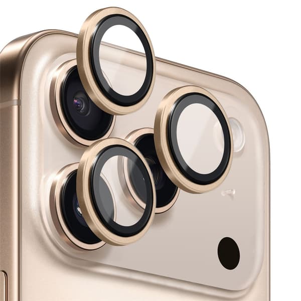 NORTHJO För iPhone 17 Pro Max / iPhone 17 Pro Kameralinsskydd Härdat Glas Metallring Guld
