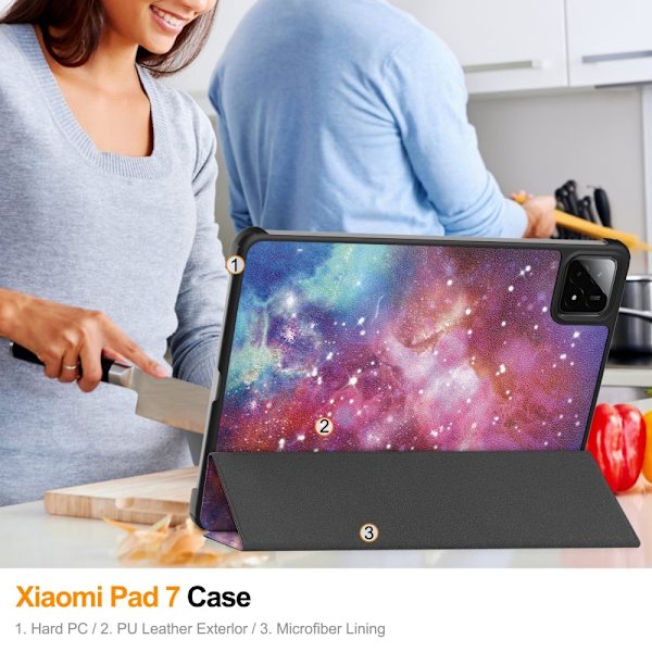 Slim Fit Cover Fodral För Xiaomi Pad 7 Auto Wake / Sleep - Galaxy Blå