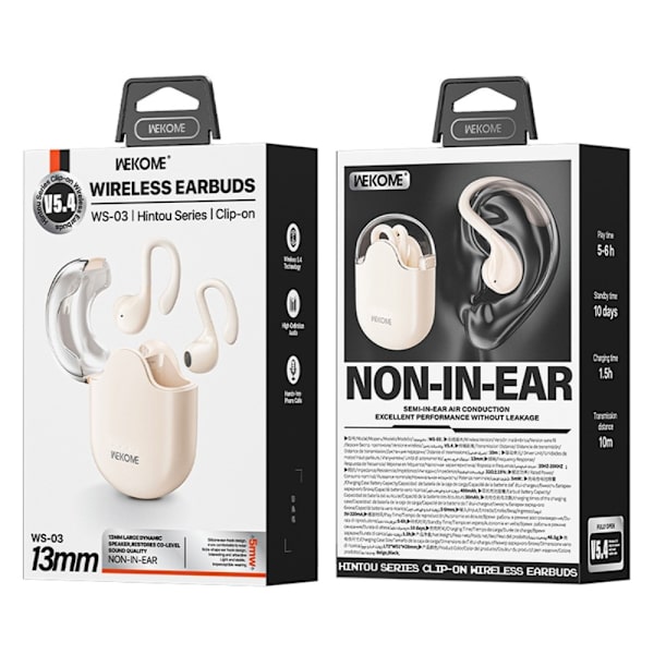 WEKOME Bluetooth Headset Semi-in-Ear Trådlösa hörlurar - Beige Beige