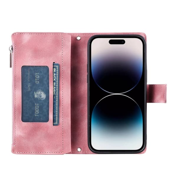 Lommeboketui kompatibelt med iPhone 17 Pro deksel etui mandala blomstermønster Pink