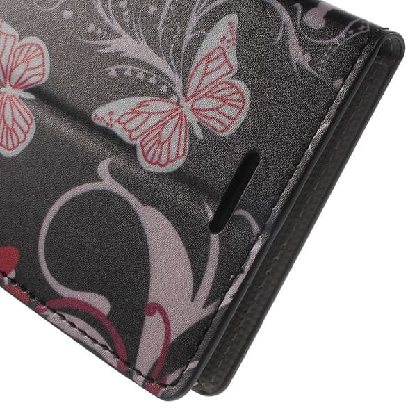 Microsoft Lumia 950 XL Lompakkokotelo Butterflies Black