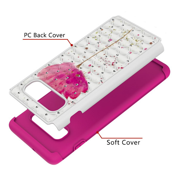 Samsung Galaxy S10+ Pattern PC TPU Phone Shell - Pink Flower Black